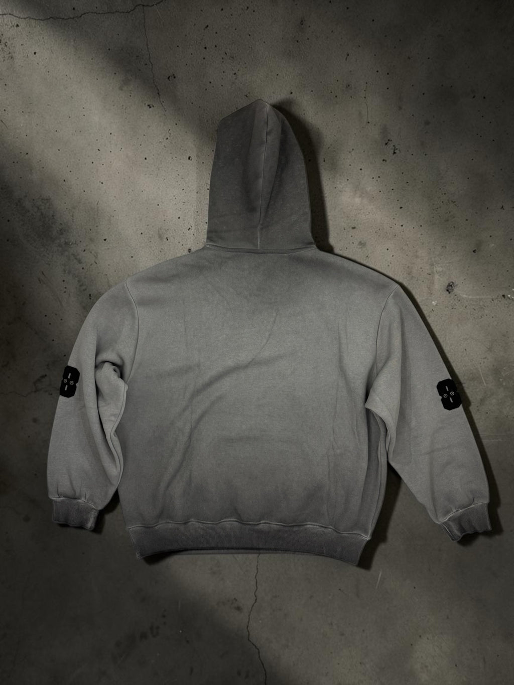 Gray washed varsity hoodie