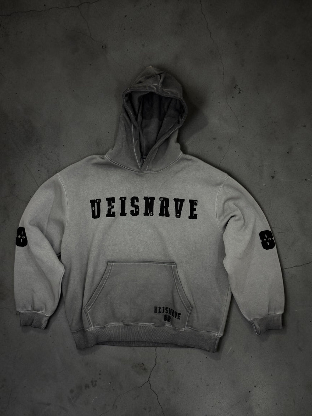 Gray washed varsity hoodie