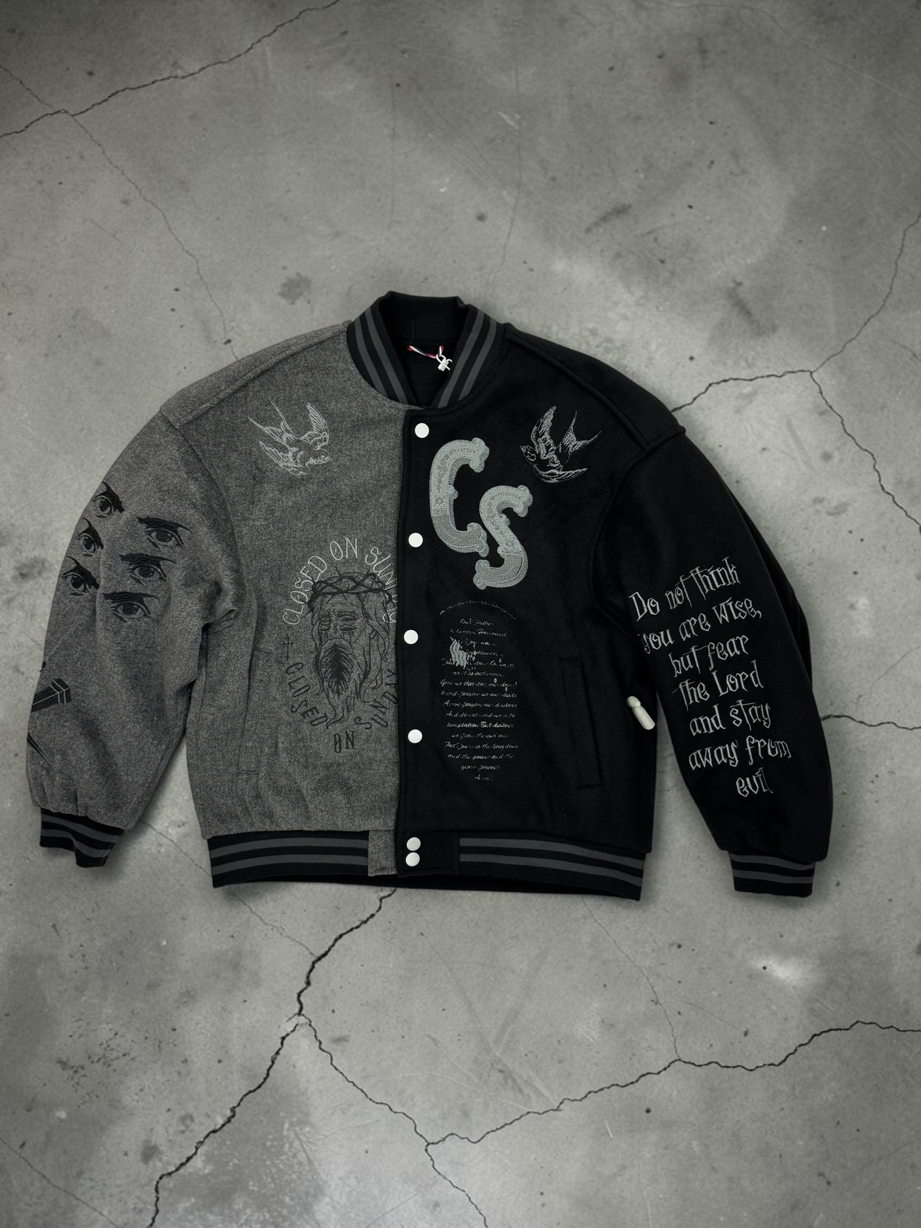 Crossed souls varsity jacket